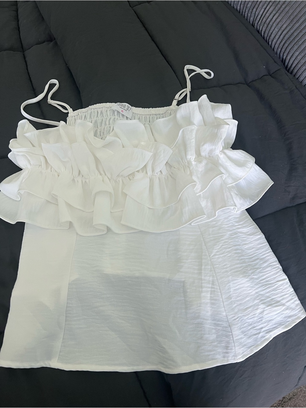 Sienna Sky White Tiered Ruffle Cami Top